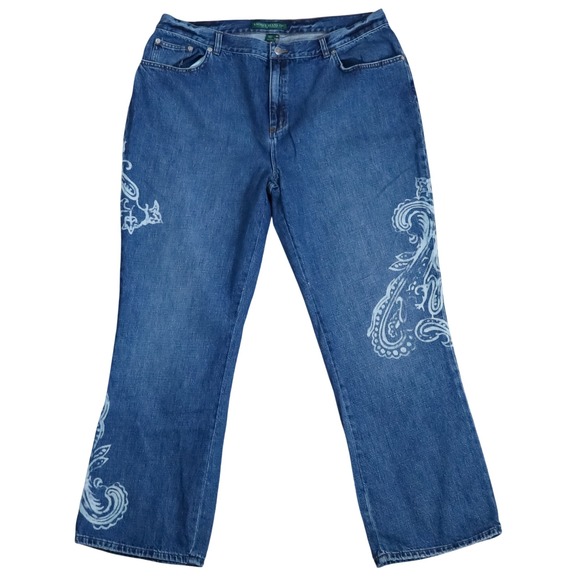 Lauren Ralph Lauren Denim - Lauren Ralph Lauren Jeans Women Plus 18W Blue Paisley Graphic Print Denim Y2K